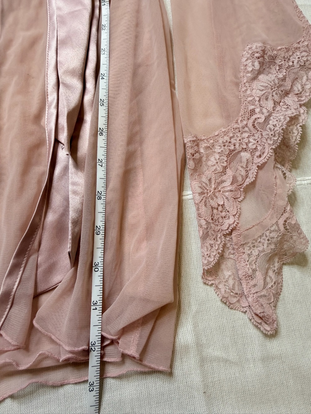 Frederick's of Hollywood Sheer Satin-Trim Wrap Robe in Light Pink - Picture 5 of 7